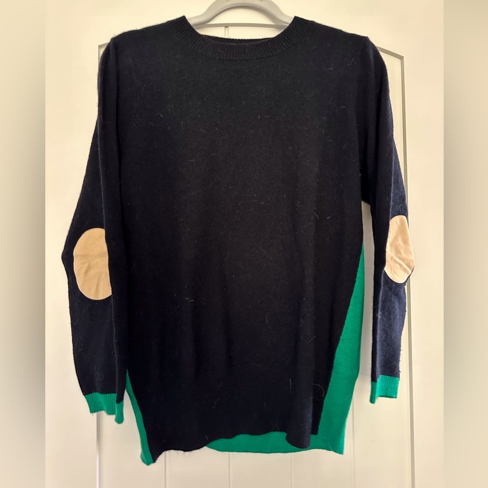 J.Crew cashmere blend color blocked crew neck sweater.